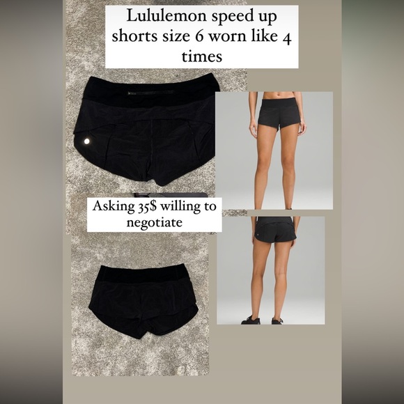Lululemon speed up shorts size 6 black - Picture 1 of 3